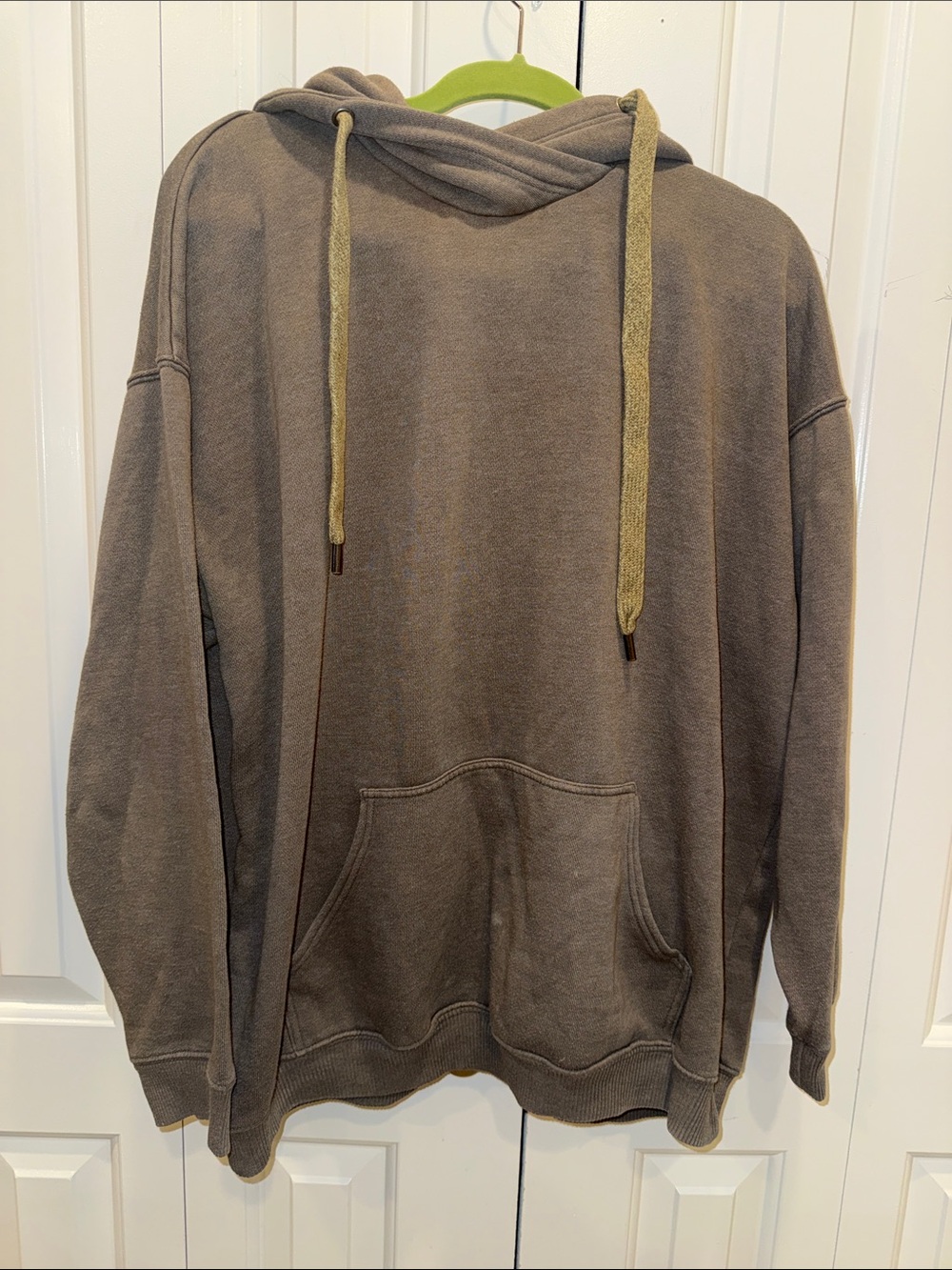 aerie Brown Oversized Hooded Pullover with Contrast Drawstrings